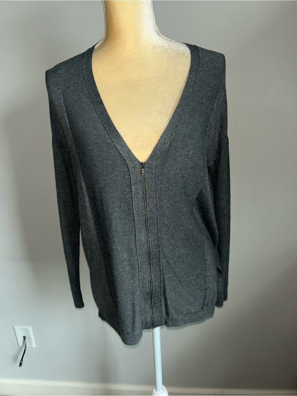NEW Eileen Fisher Petite Charcoal Zip-Front Women's Sweater Cardigan Sz SP